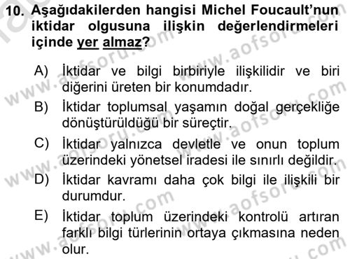 Sosyolojiye Giriş Dersi 2018 - 2019 Yılı 3 Ders Sınav Soruları 10. Soru