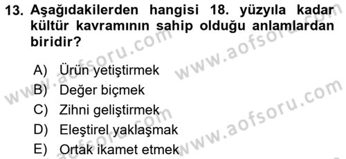 Sosyolojiye Giriş Dersi 2018 - 2019 Yılı 3 Ders Sınav Soruları 13. Soru