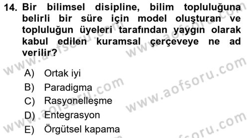 Sosyolojiye Giriş Dersi 2018 - 2019 Yılı 3 Ders Sınav Soruları 14. Soru