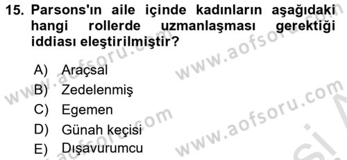 Sosyolojiye Giriş Dersi 2018 - 2019 Yılı 3 Ders Sınav Soruları 15. Soru