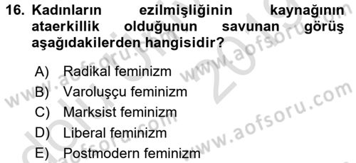 Sosyolojiye Giriş Dersi 2018 - 2019 Yılı 3 Ders Sınav Soruları 16. Soru