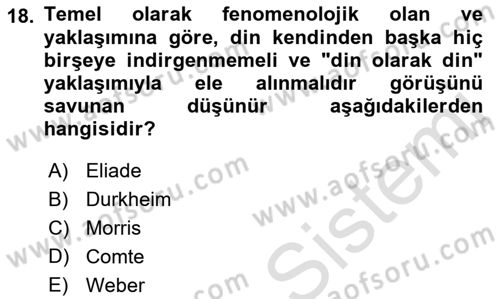 Sosyolojiye Giriş Dersi 2018 - 2019 Yılı 3 Ders Sınav Soruları 18. Soru