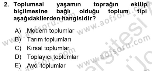 Sosyolojiye Giriş Dersi 2018 - 2019 Yılı 3 Ders Sınav Soruları 2. Soru