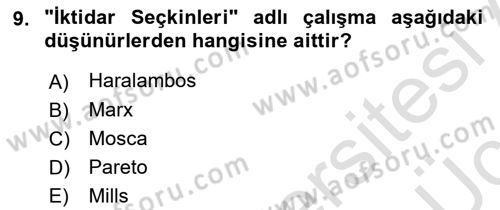 Sosyolojiye Giriş Dersi 2018 - 2019 Yılı 3 Ders Sınav Soruları 9. Soru