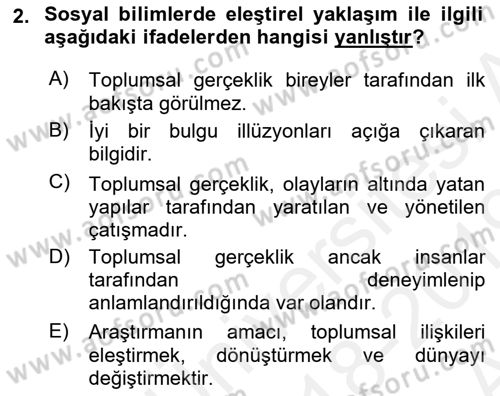 Sosyolojiye Giriş Dersi 2018 - 2019 Yılı (Vize) Ara Sınav Soruları 2. Soru
