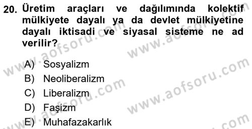 Sosyolojiye Giriş Dersi 2018 - 2019 Yılı (Vize) Ara Sınav Soruları 20. Soru