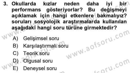 Sosyolojiye Giriş Dersi 2018 - 2019 Yılı (Vize) Ara Sınav Soruları 3. Soru