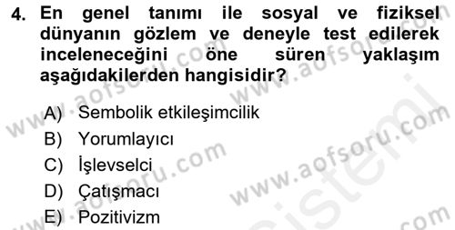 Sosyolojiye Giriş Dersi 2018 - 2019 Yılı (Final) Dönem Sonu Sınav Soruları 4. Soru
