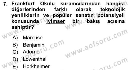 Sosyolojiye Giriş Dersi 2018 - 2019 Yılı (Final) Dönem Sonu Sınav Soruları 7. Soru