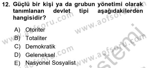 Sosyolojiye Giriş Dersi 2018 - 2019 Yılı Yaz Okulu Sınavı 12. Soru