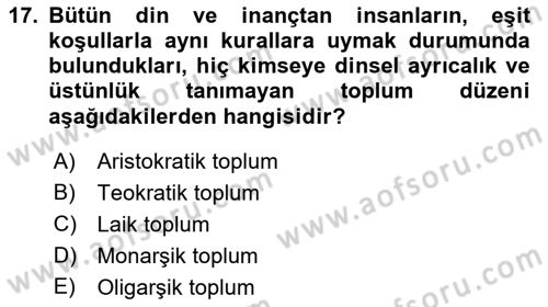 Sosyolojiye Giriş Dersi 2019 - 2020 Yılı (Vize) Ara Sınav Soruları 17. Soru