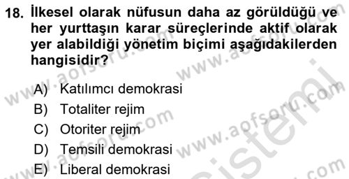 Sosyolojiye Giriş Dersi 2019 - 2020 Yılı (Vize) Ara Sınav Soruları 18. Soru