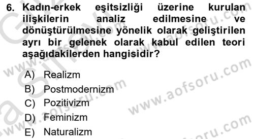Sosyolojiye Giriş Dersi 2019 - 2020 Yılı (Vize) Ara Sınav Soruları 6. Soru