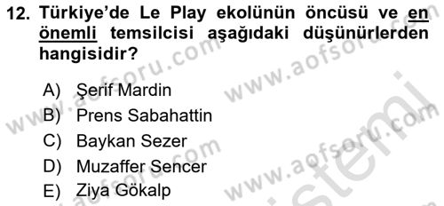 Sosyolojiye Giriş Dersi 2019 - 2020 Yılı (Final) Dönem Sonu Sınav Soruları 12. Soru