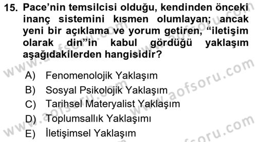 Sosyolojiye Giriş Dersi 2019 - 2020 Yılı (Final) Dönem Sonu Sınav Soruları 15. Soru