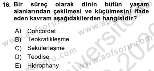 Sosyolojiye Giriş Dersi 2019 - 2020 Yılı (Final) Dönem Sonu Sınav Soruları 16. Soru