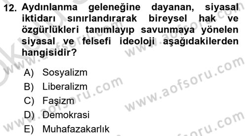 Sosyolojiye Giriş Dersi 2020 - 2021 Yılı Yaz Okulu Sınavı 12. Soru