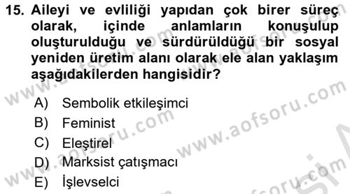 Sosyolojiye Giriş Dersi 2020 - 2021 Yılı Yaz Okulu Sınavı 15. Soru