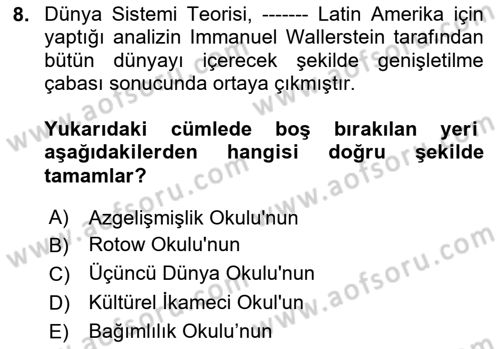 Sosyolojiye Giriş Dersi 2020 - 2021 Yılı Yaz Okulu Sınavı 8. Soru