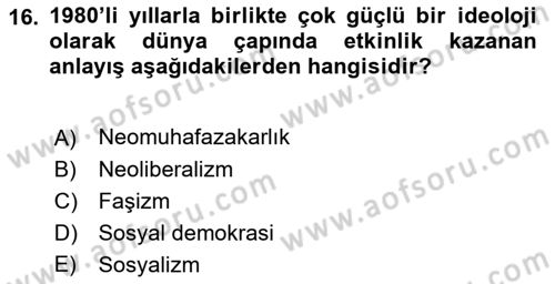 Sosyolojiye Giriş Dersi 2021 - 2022 Yılı (Vize) Ara Sınavı 16. Soru