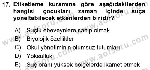 Sosyolojiye Giriş Dersi 2021 - 2022 Yılı (Final) Dönem Sonu Sınav Soruları 17. Soru