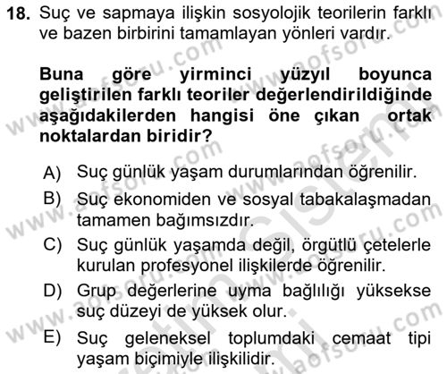 Sosyolojiye Giriş Dersi 2021 - 2022 Yılı (Final) Dönem Sonu Sınavı 18. Soru