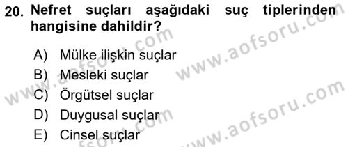 Sosyolojiye Giriş Dersi 2021 - 2022 Yılı (Final) Dönem Sonu Sınavı 20. Soru