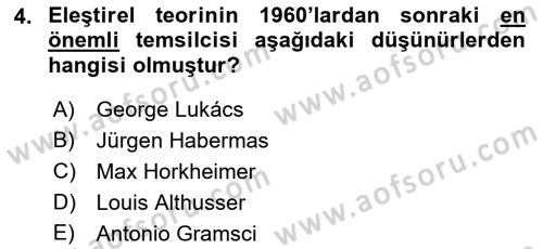 Sosyolojiye Giriş Dersi 2021 - 2022 Yılı (Final) Dönem Sonu Sınavı 4. Soru