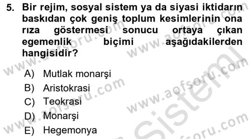 Sosyolojiye Giriş Dersi 2021 - 2022 Yılı (Final) Dönem Sonu Sınavı 5. Soru