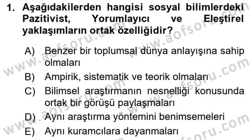 Sosyolojiye Giriş Dersi 2021 - 2022 Yılı Yaz Okulu Sınav Soruları 1. Soru