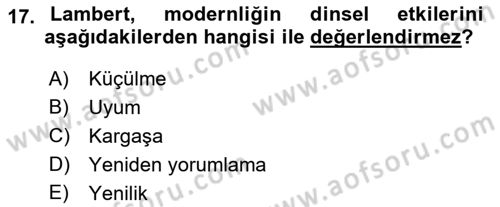 Sosyolojiye Giriş Dersi 2021 - 2022 Yılı Yaz Okulu Sınav Soruları 17. Soru