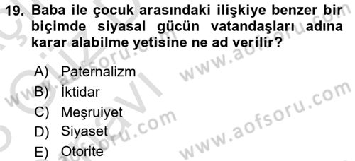 Sosyolojiye Giriş Dersi 2022 - 2023 Yılı (Vize) Ara Sınavı 19. Soru