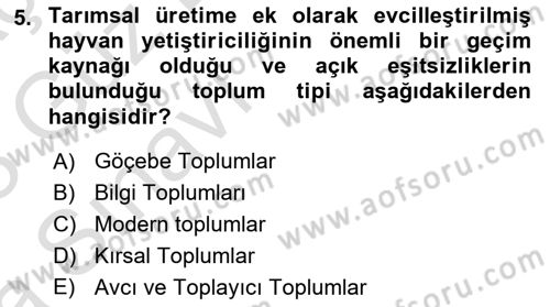 Sosyolojiye Giriş Dersi 2022 - 2023 Yılı (Vize) Ara Sınavı 5. Soru