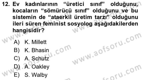 Sosyolojiye Giriş Dersi 2022 - 2023 Yılı (Final) Dönem Sonu Sınavı 12. Soru