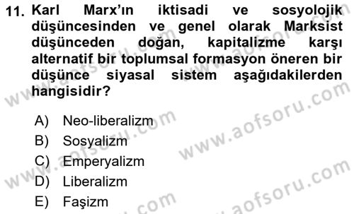 Sosyolojiye Giriş Dersi 2022 - 2023 Yılı Yaz Okulu Sınav Soruları 11. Soru