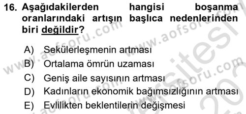 Sosyolojiye Giriş Dersi 2022 - 2023 Yılı Yaz Okulu Sınav Soruları 16. Soru