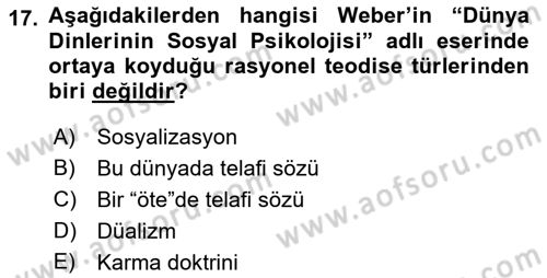Sosyolojiye Giriş Dersi 2022 - 2023 Yılı Yaz Okulu Sınav Soruları 17. Soru