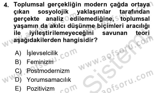 Sosyolojiye Giriş Dersi 2022 - 2023 Yılı Yaz Okulu Sınav Soruları 4. Soru