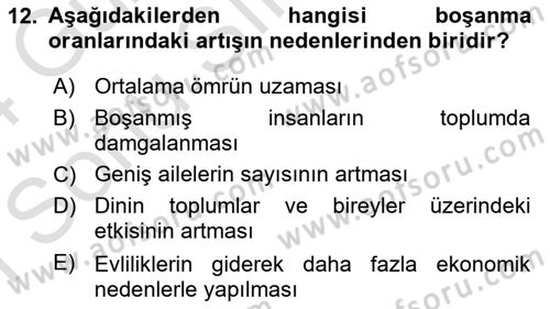 Sosyolojiye Giriş Dersi 2023 - 2024 Yılı (Final) Dönem Sonu Sınav Soruları 12. Soru