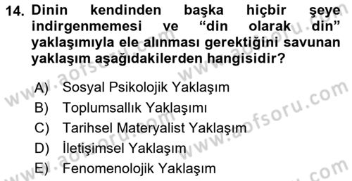 Sosyolojiye Giriş Dersi 2023 - 2024 Yılı (Final) Dönem Sonu Sınav Soruları 14. Soru