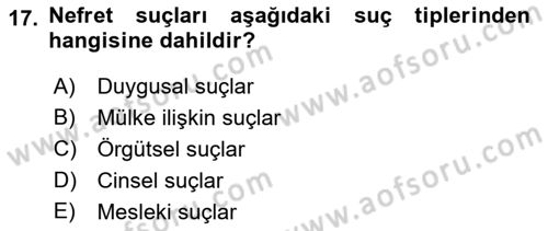 Sosyolojiye Giriş Dersi 2023 - 2024 Yılı (Final) Dönem Sonu Sınav Soruları 17. Soru