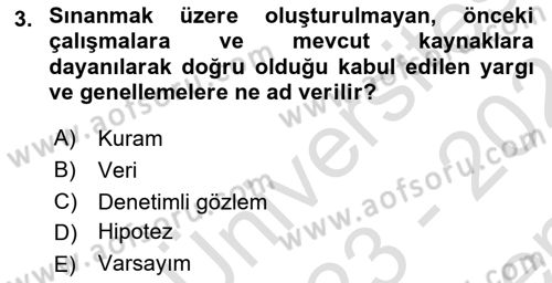 Sosyolojiye Giriş Dersi 2023 - 2024 Yılı (Final) Dönem Sonu Sınav Soruları 3. Soru