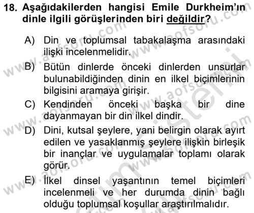 Sosyolojiye Giriş Dersi 2023 - 2024 Yılı Yaz Okulu Sınav Soruları 18. Soru
