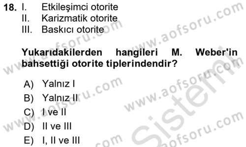 Sosyolojiye Giriş Dersi 2024 - 2025 Yılı (Vize) Ara Sınav Soruları 18. Soru