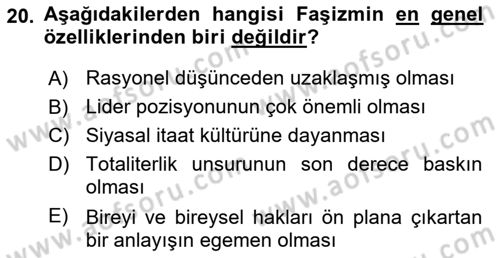 Sosyolojiye Giriş Dersi 2024 - 2025 Yılı (Vize) Ara Sınav Soruları 20. Soru
