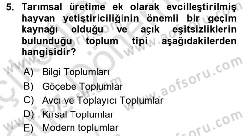 Sosyolojiye Giriş Dersi 2024 - 2025 Yılı (Vize) Ara Sınav Soruları 5. Soru