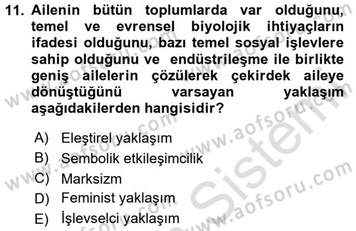 Sosyolojiye Giriş Dersi 2024 - 2025 Yılı (Final) Dönem Sonu Sınav Soruları 11. Soru