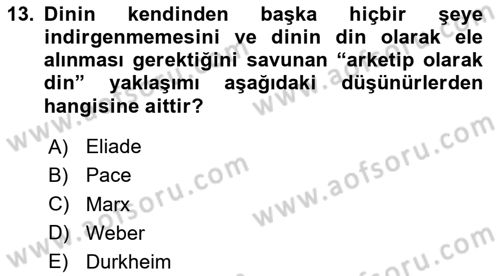 Sosyolojiye Giriş Dersi 2024 - 2025 Yılı (Final) Dönem Sonu Sınav Soruları 13. Soru