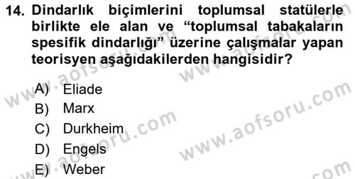 Sosyolojiye Giriş Dersi 2024 - 2025 Yılı (Final) Dönem Sonu Sınav Soruları 14. Soru