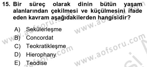 Sosyolojiye Giriş Dersi 2024 - 2025 Yılı (Final) Dönem Sonu Sınav Soruları 15. Soru